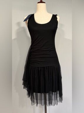Anna-Kaci Black Sleeveless Mini Dress with Tulle